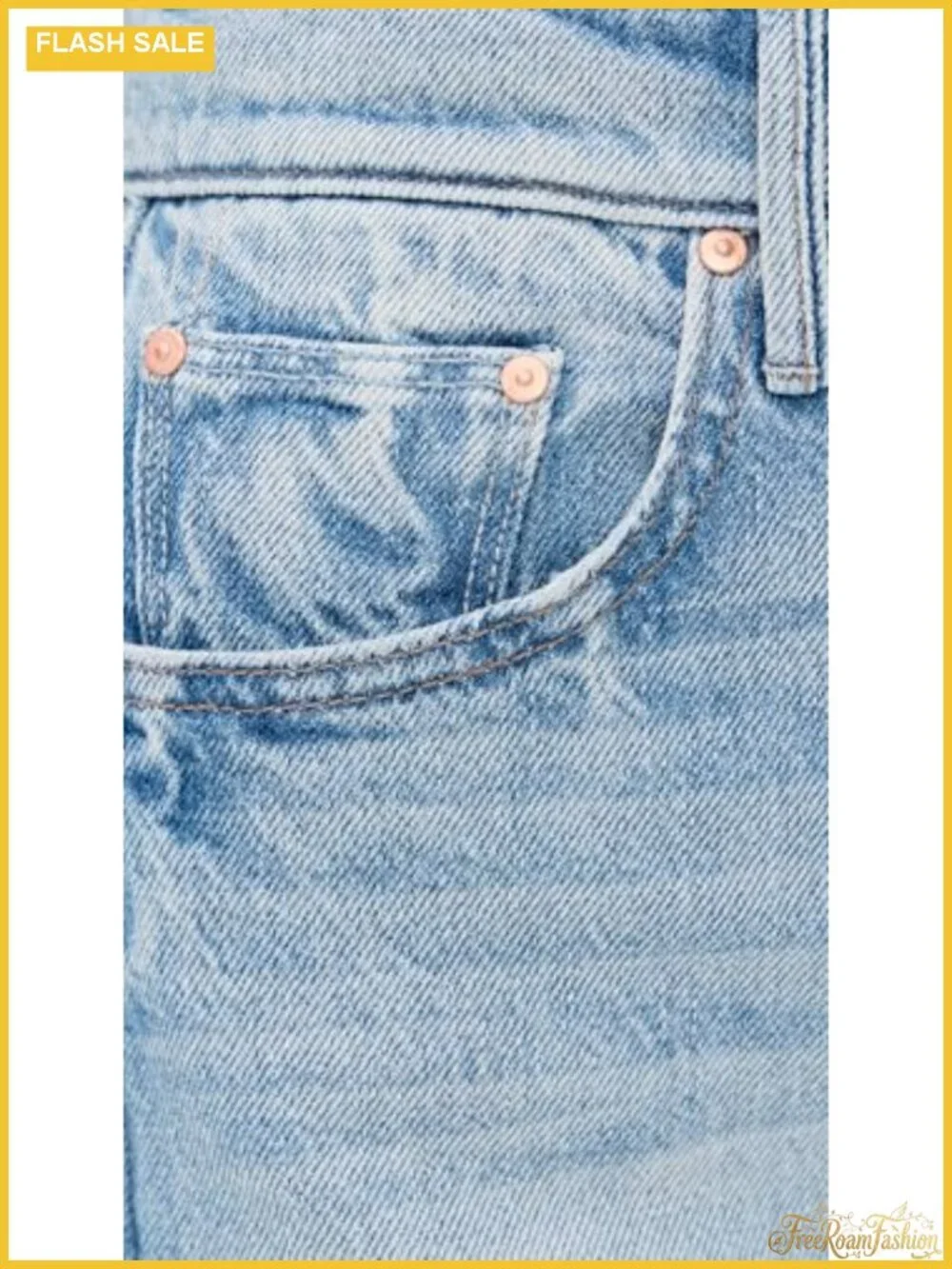 Non-Stretch High Rise Wide Leg Ankle Denim Jeans with 5 Pockets